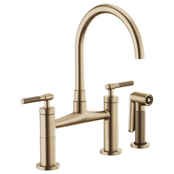 LITZE® Bridge Faucet with Arc Spout and Knurled Handle Brizo 62543LF-GL