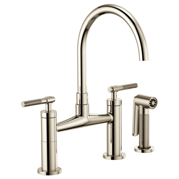 LITZE® Bridge Faucet with Arc Spout and Knurled Handle Brizo 62543LF-PN