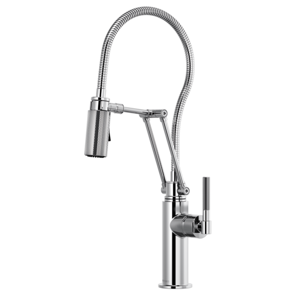 LITZE® Articulating Faucet With Finished Hose and Knurled Handle Brizo 63143LF-PC